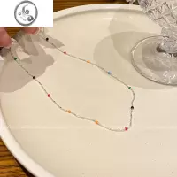 JiMichocho/彩色碎银项链小众设计感高级感夏季多巴胺串珠锁骨链颈链