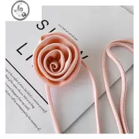 JiMi颈间玫瑰~韩国博主同款立体花朵锁骨链绑带项链choker颈圈链子女