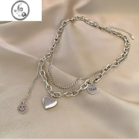 JiMi爱心双层钛钢项链女ins嘻哈风百搭锁骨链时尚高级感笑脸吊坠配饰