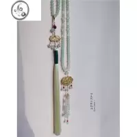 JiMi长款后缀流苏璎珞背云项链明制汉服配饰古风平安长命锁项圈颈链饰