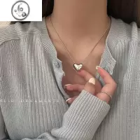 JiMi高级感银色爱心项链女气质心形锁骨链轻奢小众配饰颈链2023年新款