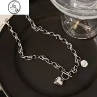 JiMi爱心钛钢项链高级设计感小众轻奢锁骨链嘻哈甜酷卫衣链配饰女款