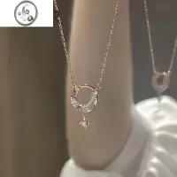 JiMi925银星月项链女轻奢小众设计感月亮锁骨链蓝色月亮
