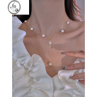 JiMi满天星~法式性感Y字流苏珍珠项链气质短款颈链设计感锁骨链女春夏