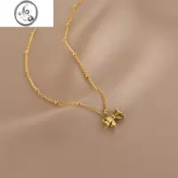 JiMi复古蝴蝶结项链女精致小巧百搭锁骨链2023新款钛钢不掉色颈链