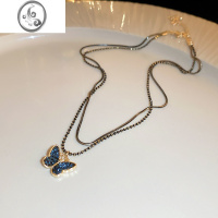 JiMi黑色蝴蝶项链女高级设计感轻奢小众锁骨链2023新款颈链配饰品