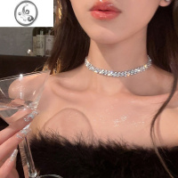 JiMi性感露肩锁骨链网红水钻短款项链脖子饰品choker项圈韩国颈链女
