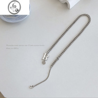 JiMiB字母钛钢项链女设计感轻奢小众锁骨链卫衣毛衣链2023新款