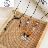 JiMi复古新中式平安锁项链女串珠轻奢小众设计感配饰民族风锁骨链新款