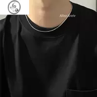 JiMi钛钢项链男款健身简约高级感方形蛇骨素链中性百搭细款金色锁骨链
