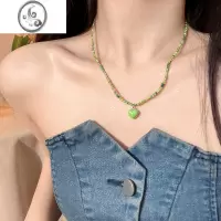 JiMi2023年新款彩色串珠爱心项链女夏天小清新甜美颈链可爱锁骨链配饰