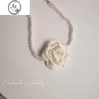 JiMi花朵项链玫瑰锁骨颈链珍珠巴洛克仙气项圈蕾丝宫廷复古结婚配饰品