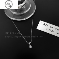 JiMi85度灰轻奢小众设计感925银银水滴锆石项链女春夏网红锁骨链颈链