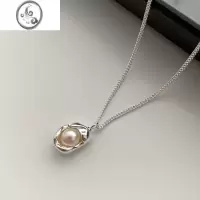 JiMis925银银珍珠几何项链女简约设计小众ins冷淡风轻奢锁骨链2022年