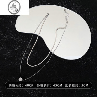 JiMi方糖叠戴钛钢毛衣链项链女简约ins冷淡风小众设计嘻哈锁骨链配饰