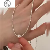 JiMi92银银碎银几两珍珠项链2023新款锁骨链女款高级感轻奢小众