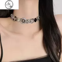 JiMiy2k甜酷风白色纽扣项链复古小众设计高级感精致锁骨链轻奢颈链潮