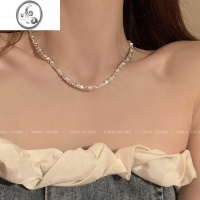 JiMi碎银子珍珠项链颈链女轻奢小众高级感碎银几两锁骨链2023新款