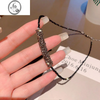 JiMi日韩设计感黑色水晶项链女2023年新款锁骨链高级感颈链时尚轻奢潮