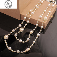 JiMi珍珠项链女长款小香风欧美夸张多层缠绕气质百搭装饰挂链毛衣挂链