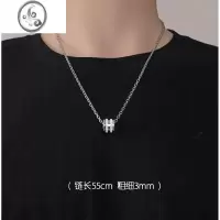 JiMi简约项链男士潮流配饰个性吊坠小众嘻哈钛钢百搭链子设计感锁骨链