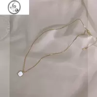 JiMi方形几何贝壳项链女款轻奢小众锁骨链高级感配饰2023新款简约颈链