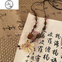 JiMi花朵木质编织项链女夏新中式民族风配饰小众设计感文艺复古锁骨链