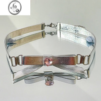 JiMi银色水钻蝴蝶结皮革项链y2k甜酷辣妹皮质项链choker颈链女