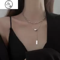 JiMi欧美ins潮流钛钢项链复古幸运豆双层叠戴锁骨链女冷淡风颈链饰品
