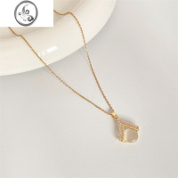 JiMi猫眼石项链女锁骨链女款小众设计感毛衣链2023年新款潮配饰