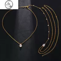 JiMi高品质后背链 锆石项链身体链欧美轻奢 back chain气质礼服配饰