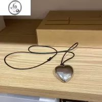 JiMiins风 韩国小众设计 fever银色大爱心 黑绳吊坠项链