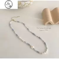 JiMi新款网红彩色串珠项链轻奢小众气质珍珠拼接锁骨链百搭