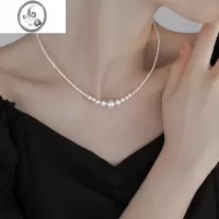 JiMi碎银几两渐变珍珠项链女夏轻奢小众设计感高级锁骨链气质高级颈链