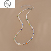 JiMi多巴胺项链女款高级感小众饰品彩色串珠夏日锁骨链气质颈链潮