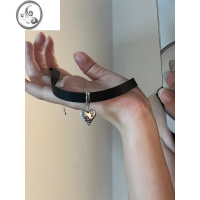 JiMi[楼哈哈]y2k暗黑choker颈带复古百搭黑色pu皮革锁骨链短款项链