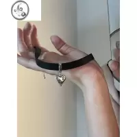 JiMi[楼哈哈]y2k暗黑choker颈带复古百搭黑色pu皮革锁骨链短款项链