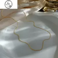 JiMi金色素链项链女款金蛇骨链女生链子无吊坠颈链不褪色链条配饰