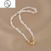 JiMi爱心项链女款碎银子双层叠戴锁骨链高级感复古小米珠气质颈链