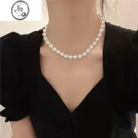 JiMi韩国施家正圆珍珠锁骨链女2023年新款潮轻奢气质项链女高级感颈链
