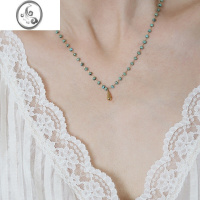 JiMi原创设计个性绿松石14包金珠珠项链气质百搭细锁骨链洗澡可戴
