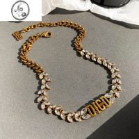 JiMi水晶麦穗项链女夏气质欧美黄铜颈链小众设计高级感ins锁骨