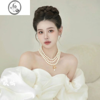 JiMi2023新娘多层珍珠长款名媛赫本婚纱旗袍结婚婚纱项链礼服配饰大气