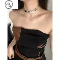 JiMiy2k甜酷风白色纽扣项链复古小众设计高级感精致锁骨链轻奢颈链潮