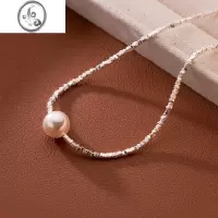 JiMi碎银几两珍珠项链女锁骨链S925银银小众轻奢高级感爆闪碎银子颈链