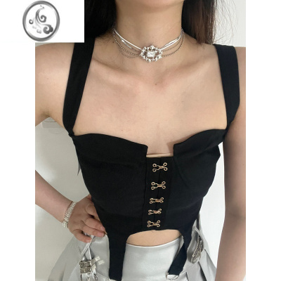 JiMiY2K白钻甜心chocker项链辣妹甜酷亚文化多层复古小众设计锁骨链女