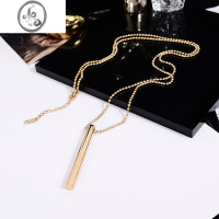 JiMi日韩时尚个性长条字母项链女ins网红钛钢毛衣链长款不掉色配饰品