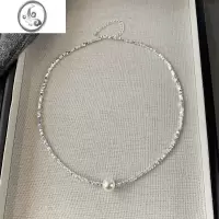 JiMi欧美轻奢碎银子珍珠项链女小众高级感碎银几两锁骨链复古气质颈链