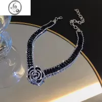 JiMi黑色山茶花choker项链女高级感轻奢小众脖颈链锁骨链新款潮项圈