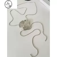 JiMi欧美新款水纹理抽拉项链女原创设计感时尚小众气质法式长腰链多用